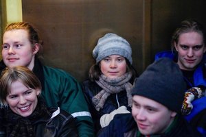 G. Thunberg Osle surengė protestą prieš vėjo jėgainių parką, pažeidžiantį samių teises