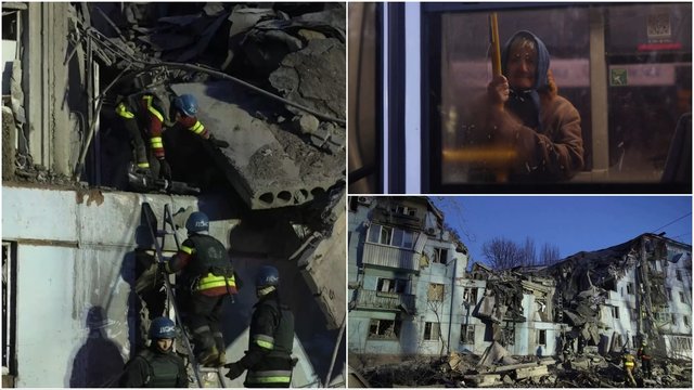 Rusų raketos vėl skrieja į civilius gyventojus: pasidalijo vaizdais iš griuvėsiais virtusio daugiabučio Zaporižioje
