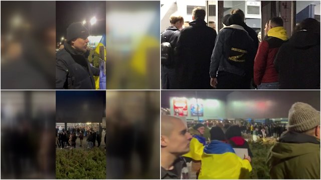 Nufilmavo, kas dėjosi prieš rusų reperio koncertą prie Pramogų arenos: susirinkusi minia demonstruoja rusiškus simbolius, aidi keiksmai