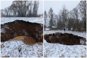 Biržų rajone atsivėrė dar viena įspūdingo dydžio smegduobė: lankytojus įspėja būti atsargiems