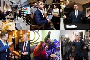 Naktis rinkimų rezultatų laukiančių partijų būstinėse – nuo susikaupimo prie skaičių iki vakarėlių ir žaidimų