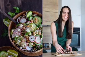 Agurkų ir ridikėlių salotos su avinžirniais ir feta: nesigailėsite išbandę šį receptą