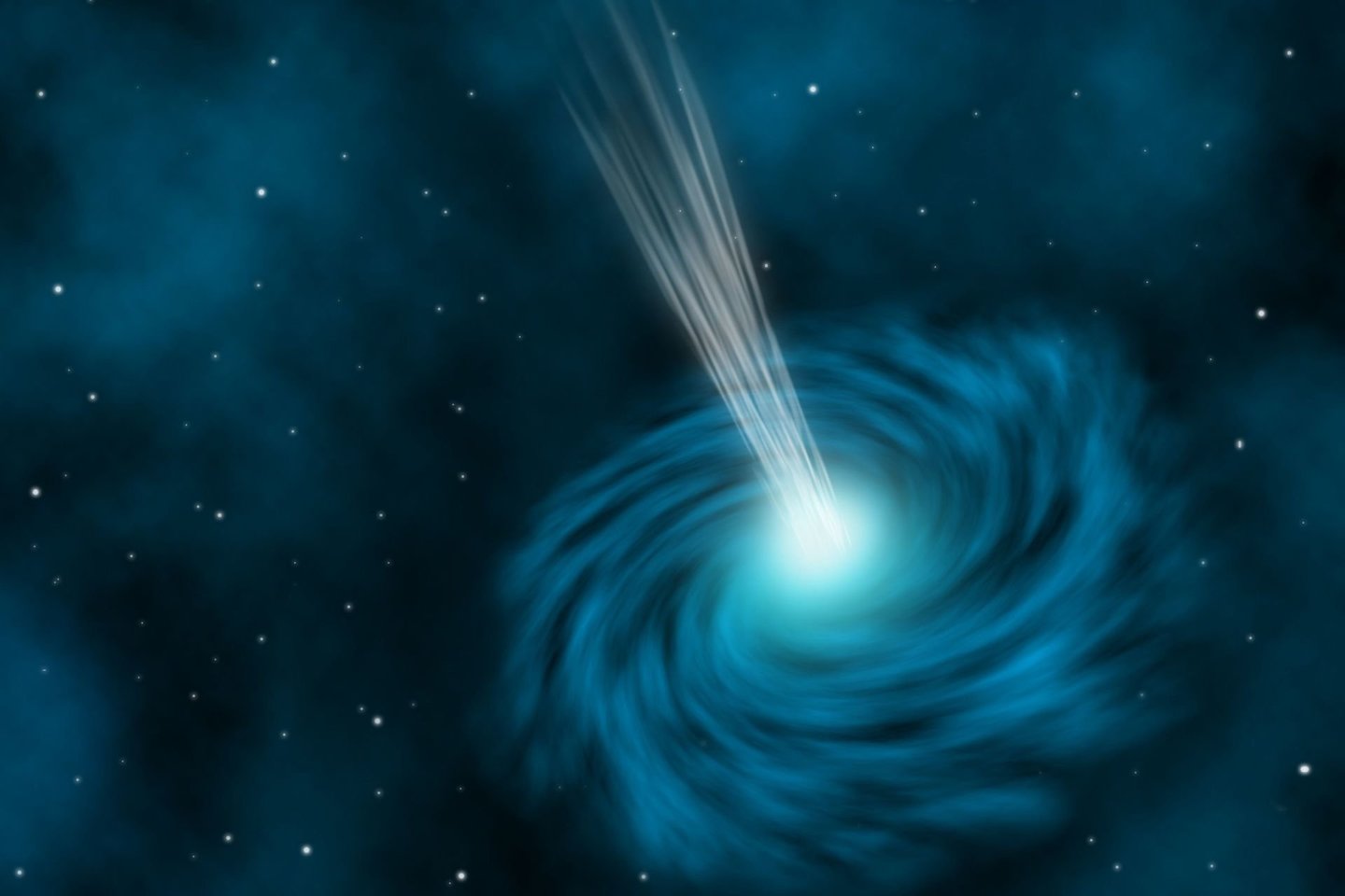 Kvazaras – aktyvus galaktikos branduolys, spinduliuojantis smarkiau nei visa galaktika.<br> 123rf iliustr.