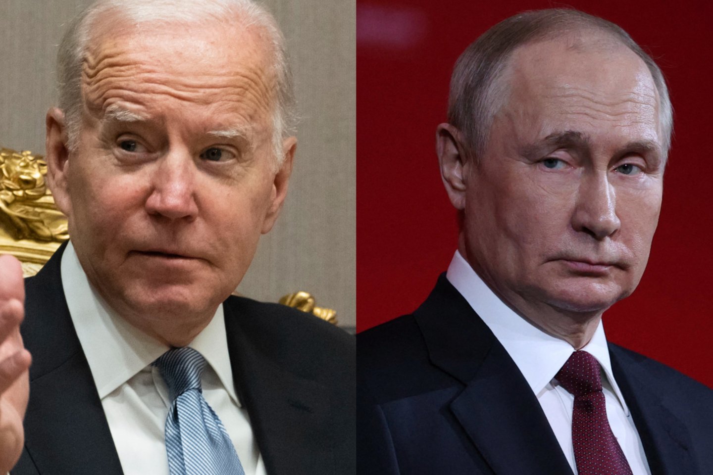 Joe Bidenas ir Vladimiras Putinas.<br>Lrytas.lt koliažas.