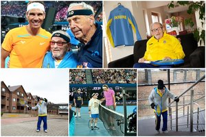 Slaugos namuose Lietuvoje apsistojęs seniausias pasaulio tenisininkas stulbina: treniruojasi ir sulaukęs 99-erių