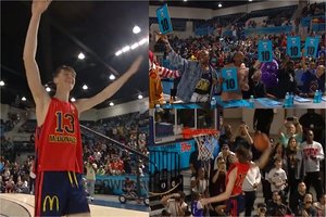 Pamatykite: su L. Jameso sūnumi besivaržiusio M. Buzelio dėjimai privertė publiką aikčioti