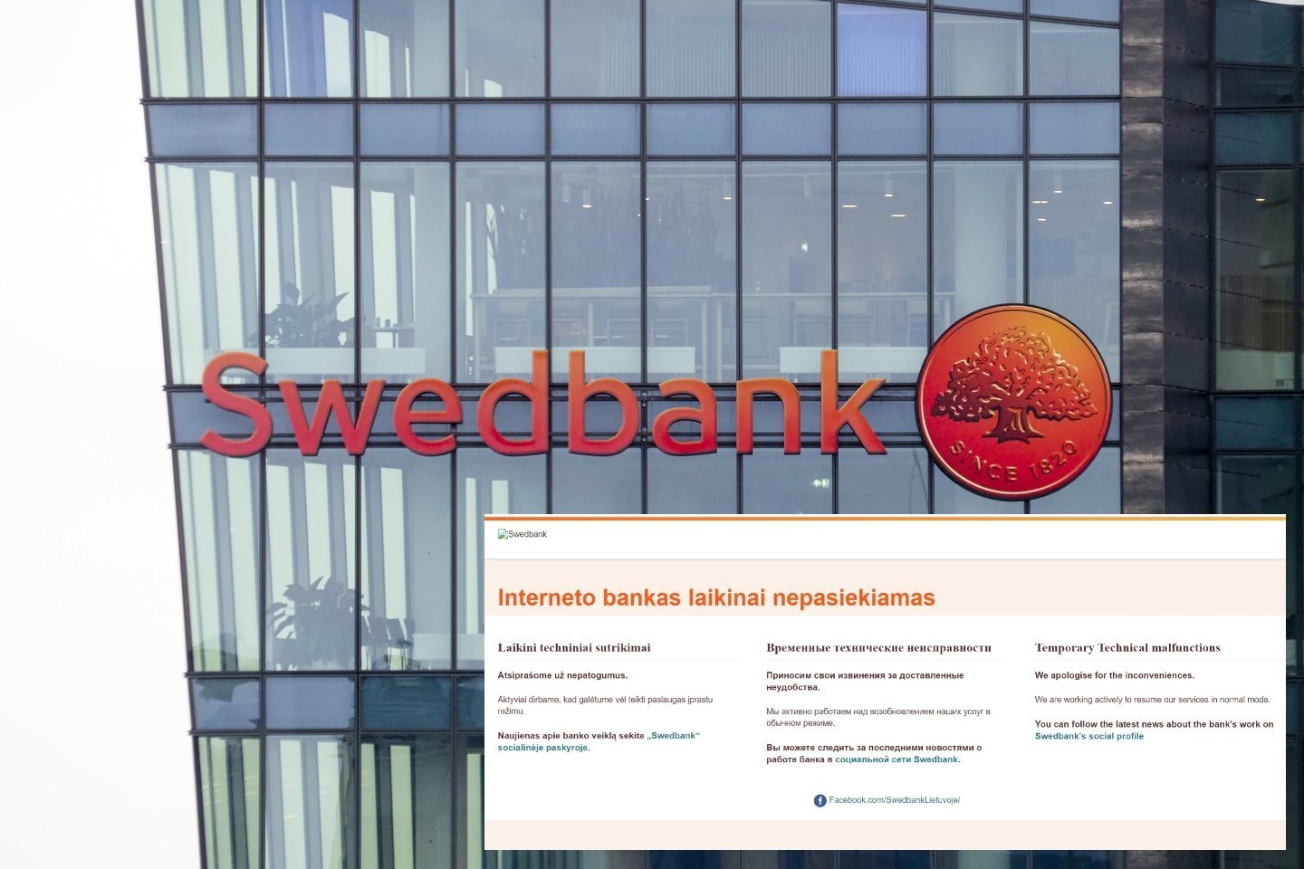 Pats „Swedbank“ nurodo, kad šiuo metu galimi trikdžiai jungiantis prie interneto banko.<br> Lrytas.lt fotomontažas