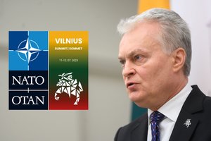 G. Nausėda pristatė Vilniuje vyksiančio NATO viršūnių susitikimo logotipą: pagrindinis elementas – stilizuotas Vytis