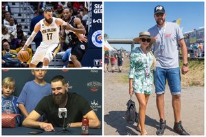 Po galingų rungtynių J. Valančiūnas atsakinėjo į klausimus apkabintas vaikų: „Mano apsauga“