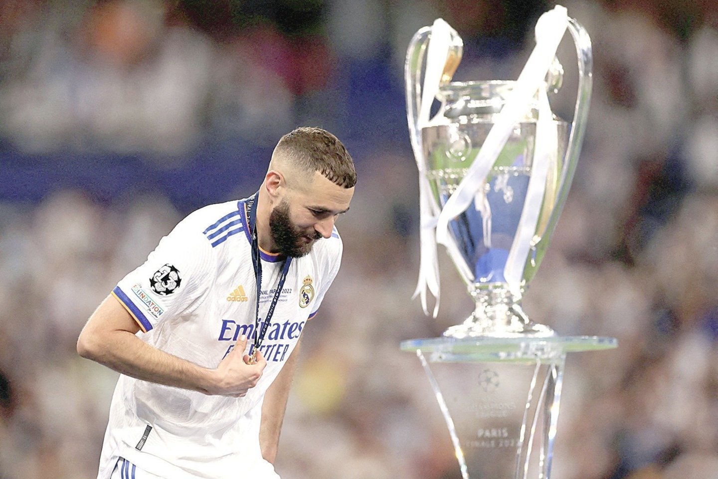 K.Benzema įvarčiai buvo aukso vertės Madrido „Real“ klubo kelyje į triumfą 2021–2022 m. sezono Čempionų lygoje.<br>„Reuters“/„Scanpix“ nuotr.