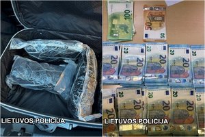 Moters ir vyro išsisukinėjimai pareigūnų neįtikino: patikrinus automobilį rastas lagaminas su kvaišalais ir krūva grynųjų