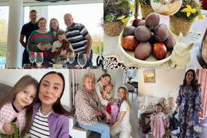 Žinomų žmonių Velykos: šventinės dekoracijos ir įvairiaspalviais margučiais nukloti stalai