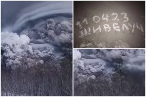 Rusijoje išsiveržė vienas aktyviausių šalies ugnikalnių: kaimus užklojo 8 cm storio pelenų sluoksnis