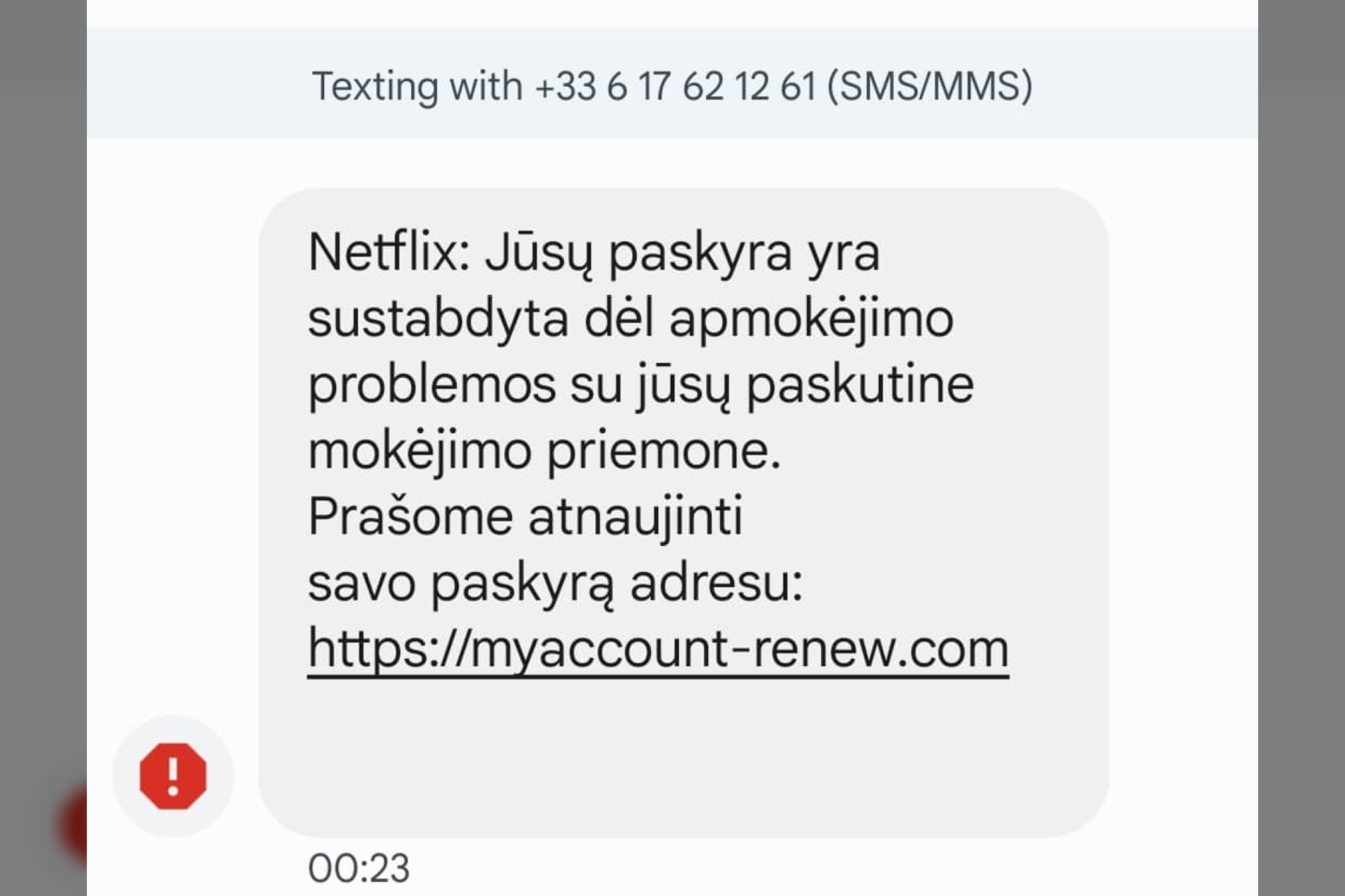 Antradienio rytą žymi dalis lietuvių telefonuose rado neįprastą SMS žinutę.<br> Ekrano nuotr.