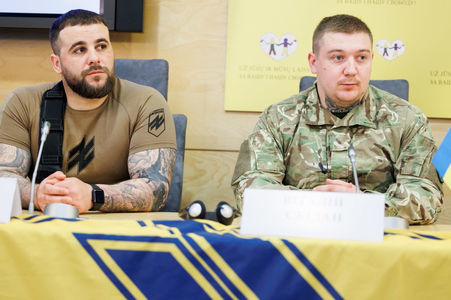 Lietuvoje šiomis dienomis vieši ir mūsų diplomatinės pagalbos prašo fizines ir psichologines traumas patyrę „Azov“ kariai bei jų atstovai. <br>T.Bauro nuotr.