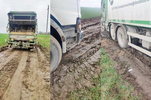 Kaimo keliuko neįveikė net 3 šiukšliavežės: ištempė tik galingas traktorius