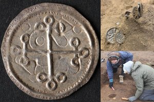 Aptiko vikingų lobį, kurį sudaro šimtai monetų ir juvelyrinių dirbinių