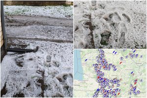 Per Lietuvą slenka šaltasis atmosferos frontas, trankosi žaibai ir perkūnija, pabiro kruša