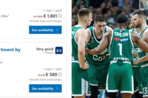 Apšalo išvydęs kainas: už nakvynę Eurolygos rungtynių naktį Kaune teks pakloti ir 1800 eurų