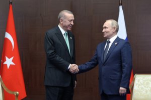 V. Putinas pagyrė R. T. Erdoganą ir jo valdymą artėjant svarbiems rinkimams
