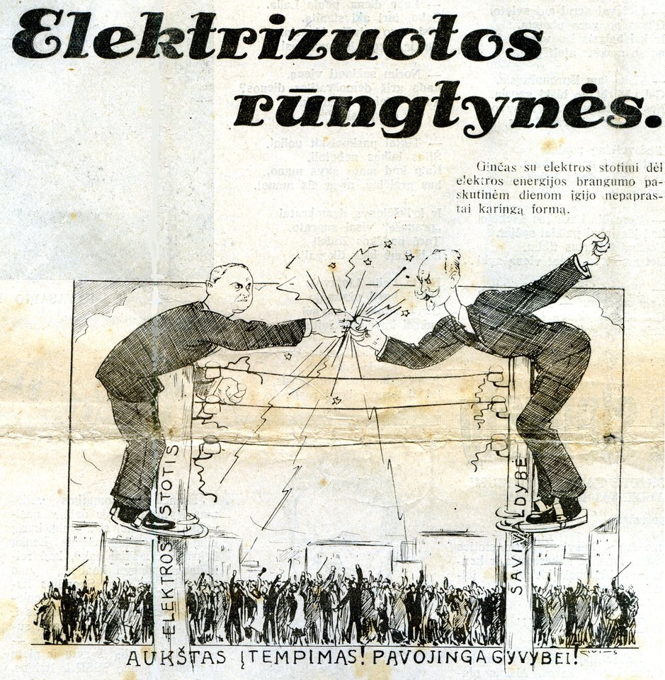 Tarpukario karikatūrose – elektros boikotas. Sekmadienis, 1933.
