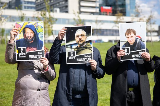  Baltarusijos žurnalistų palaikymo akcija.<br> A.Ufarto (ELTA) nuotr.