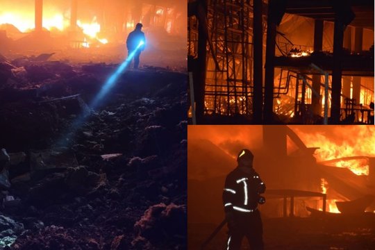  Gaisras po smūgio Odesoje.