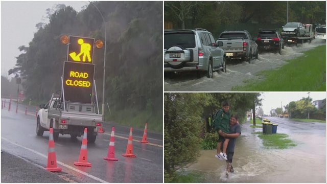 Staigūs potvyniai ir nuošliaužos Naujojoje Zelandijoje: evakuojamos mokyklos, paskelbta nepaprastoji padėtis