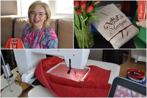 Namų svetainėje įkurtose dirbtuvėse Daiva išsiuvinėja dovanas, kurios pasiekia net Naująją Zelandiją   