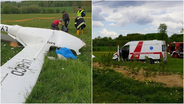 Vaizdai iš pilotą pražudžiusios lėktuvo avarijos Jurbarko rajone