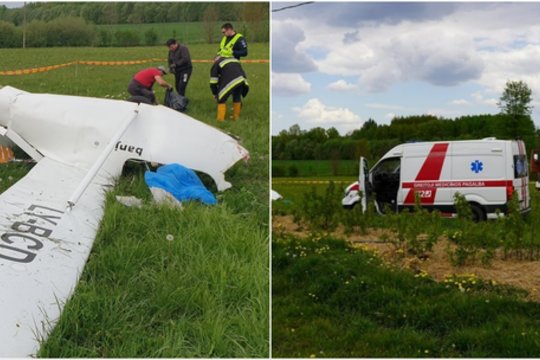 Vaizdai iš pilotą pražudžiusios lėktuvo avarijos Jurbarko rajone