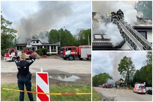 Greitkelyje šalia Kauno užsidegė kavinė, nukentėjo žmogus