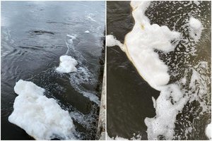 Į Nerį plūstelėjo putojantis vanduo: specialistai paaiškino, iš kur jis atsirado