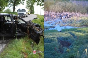 Aiškėja tragiškos migrantų kelionės vaizdas: atvyko iš Rusijos per Latviją, su žmonėmis paskendęs „Audi“ registruotas Lietuvoje