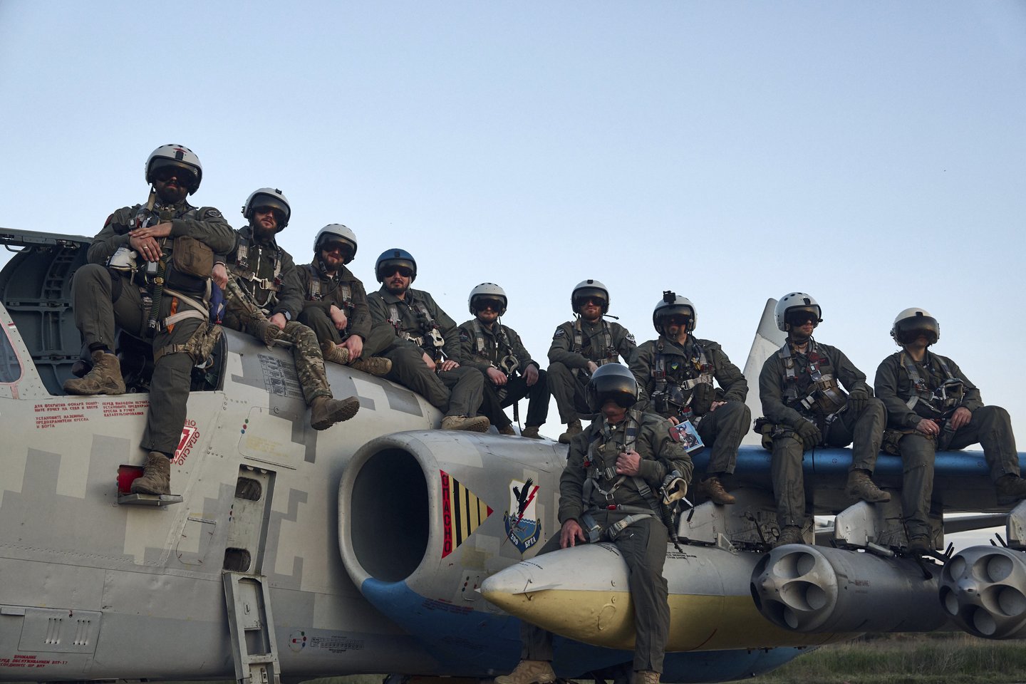 Karas Ukrainoje.Ukrainos oro pajėgų pilotai.<br>AP/Scanpix nuotr.
