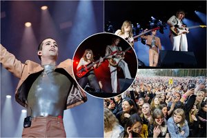 Rygoje praūžė „Maneskin“ koncertas: žiūrovų kraują kaitino ir peršviečiama palaidine pasirodžiusi bosistė