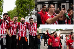 Kaune – graikiškas chaosas ir alaus upės: tūkstančiai „Olympiakos“ sirgalių užtvindė miestą