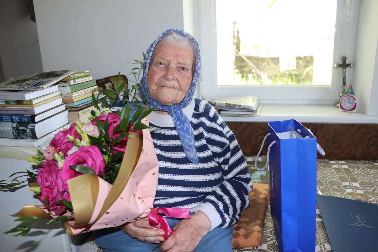Natalija Kričelienė pasitiko 101-ąjį pavasarį.<br>Ignalinos rajono savivaldybės nuotr.