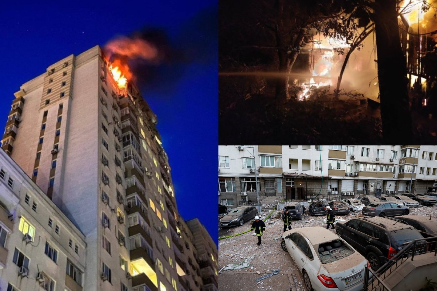  Kijevas po Rusijos atakų. Karas Ukrainoje.<br> lrytas.lt koliažas..
