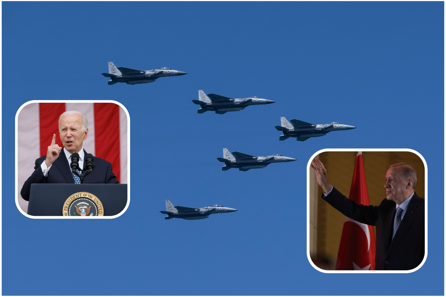 J. Bideno pasiūlymas Turkijai: pritarkite Švedijos narystei NATO – gausite F-16 naikintuvų.<br>lrytas.lt koliažas. 