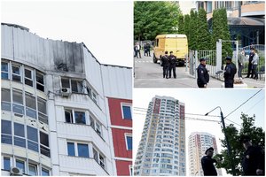 Maskvoje ir aplink – dronų atakos, apgadinti namai