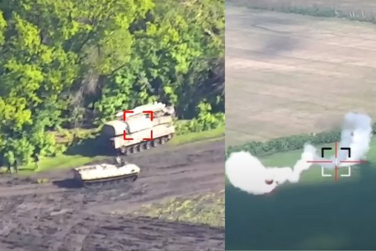  Ukrainos saugumo tarnyba SBU paviešino filmuotus vaizdus, kurioje matyti kaip bepiločiai persekioja Rusijos priešlėktuvinės gynybos sistemas.