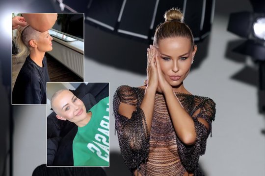 Indrė Burlinskaitė-Vaisieta nusiskuto plaukus.