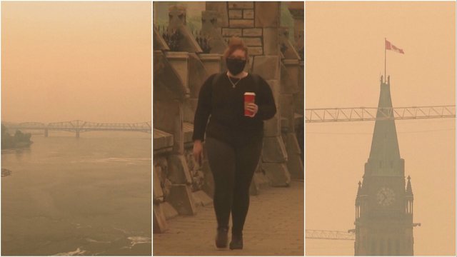 Miškų gaisrai temdo JAV rytinės pakrantės dangų: Niujorko gyventojai raginami apriboti laiką kieme
