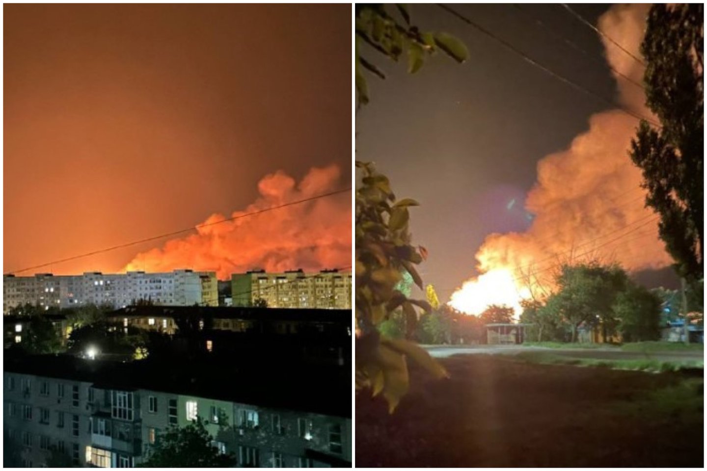 Karas Ukrainoje: sprogimas ir gaisras okupuotame Berdianske.<br> „Telegram“ kadrai