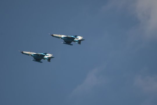 Rumunijos sovietiniai naikintuvai MiG-21.