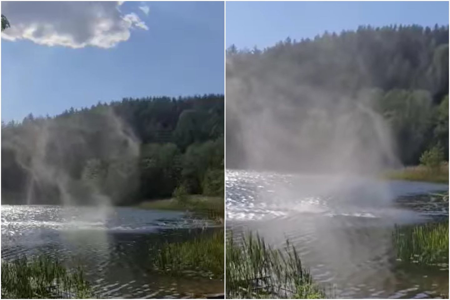 Ignalinos rajone užfiksuotas „vandens velnias“.<br>lrytas.lt koliažas. 