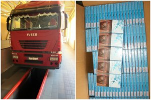 Į Lenkiją stogo dangą vežusiame vilkike muitininkai aptiko 2 mln. eurų vertės cigarečių kontrabandą
