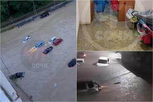 Gamtos stichijos vėl baudžia Rusiją: potvyniai skandina namus ir automobilius