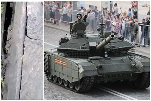 Vaizdo įrašas atskleidė, kad moderniausi rusų tankai gaminami su dideliais defektais